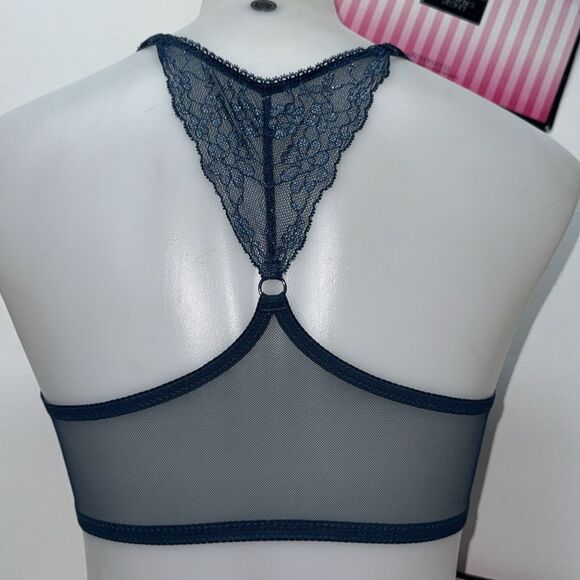 🔥Victoria's Secret Blue Lace Push-Up Bra Sz 32DDD New - Picture 5 of 5